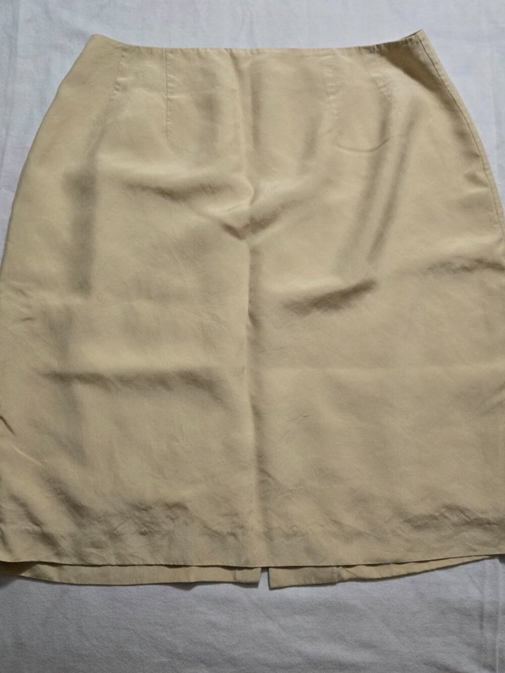 Vintage Amanda Smith 100% Pure Silk Lined Pencil Skirt Cream Butter Yellow 10